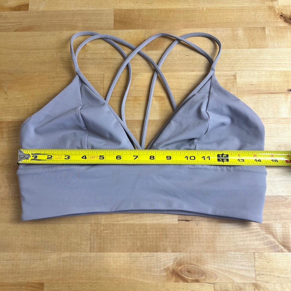 Lululemon Sports Bra Pushing Limits Size 10 Lunar Rock Gray Strappy V-Neck Yoga - Picture 6 of 6